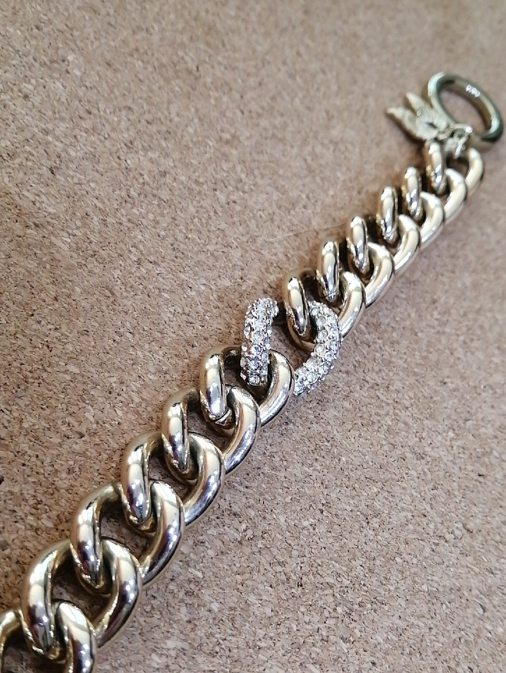 Victoria's Secret Gold Chunky Chain Bracelet with Rhinestone Accent